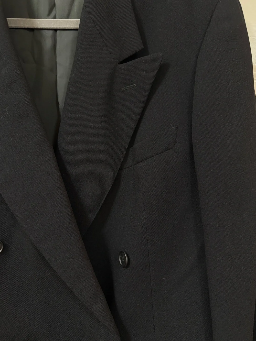 Giorgio Armani Le Collezioni Black Double-Breasted wool Blazer 40s quiet luxury